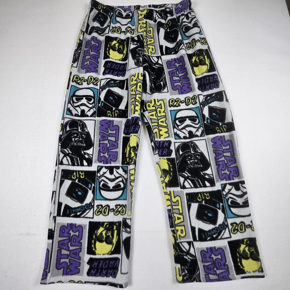 Star Wars Pajama Pants Boys Size Large Multicolor Fleece Lounge Bottoms‎